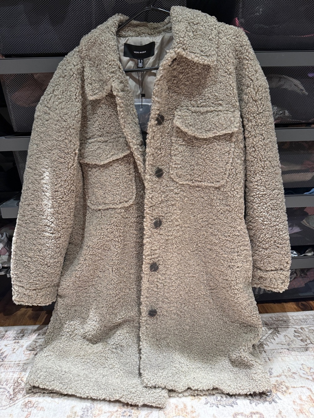 Vero Moda Beige Sherpa Pea Coat